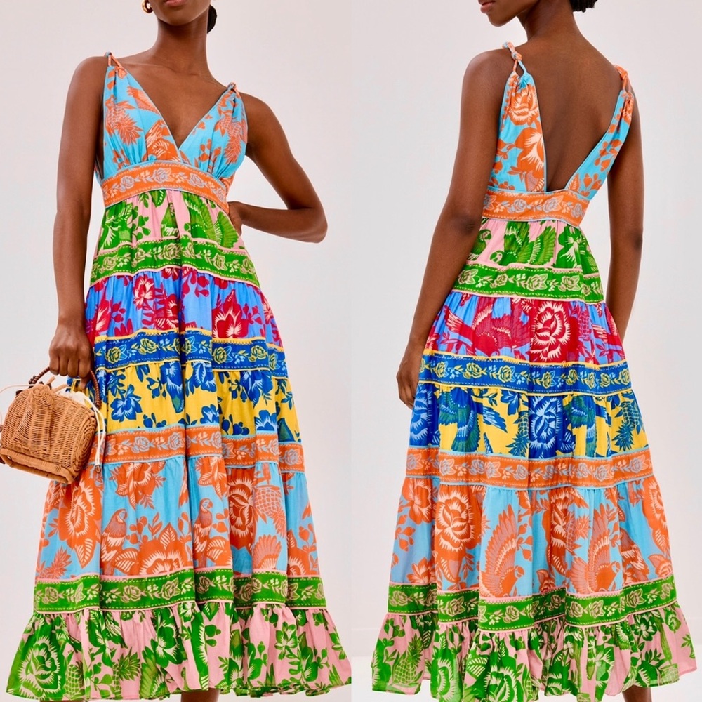 πΊπHPππΊ NWT Farm Rio Lace Garden Mix Midi Dress - Picture 3 of 16